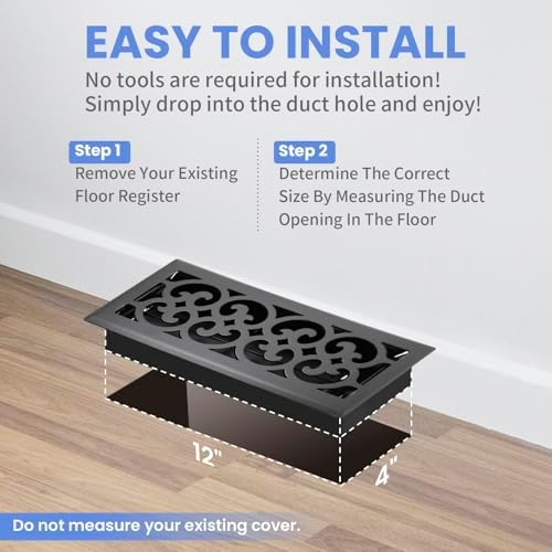 Howeall 4x12 Inches Heavy Duty Walkable Floor Register Easy Adjust Air Supply - Image 6