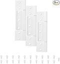 3-Pack Matte White Screen Door Hinges, 1/8 Inch Grooved Center | Storm Door by Aocies