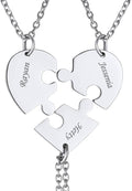 FindChic Personalized Matching BFF Necklace for 2/3/4/5/6 Puzzle Name Heart Pendant Stainless Steel Couple Necklace Set Customized Necklaces for Teen Girls