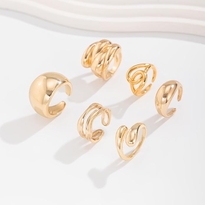 Sora Tuki Rings for Women Chunky Rings Set Adjustable Stackable Ring for Women Bold Thick Statement Ring Trendy Chunky Jewelry