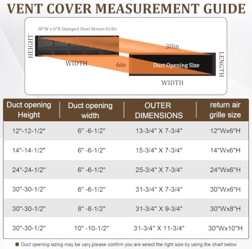 30x6 Black Steel Return Air Grille, Fits 31"W x 6"H Duct Opening - Image 3