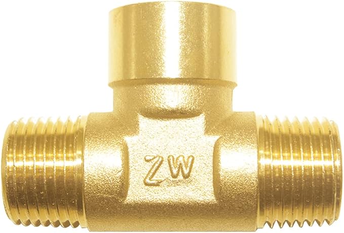 Joywayus Brass Pipe Fitting Barstock Tee 3 Way NPT 1/2" Male x 1/2" Female x by Joywayus