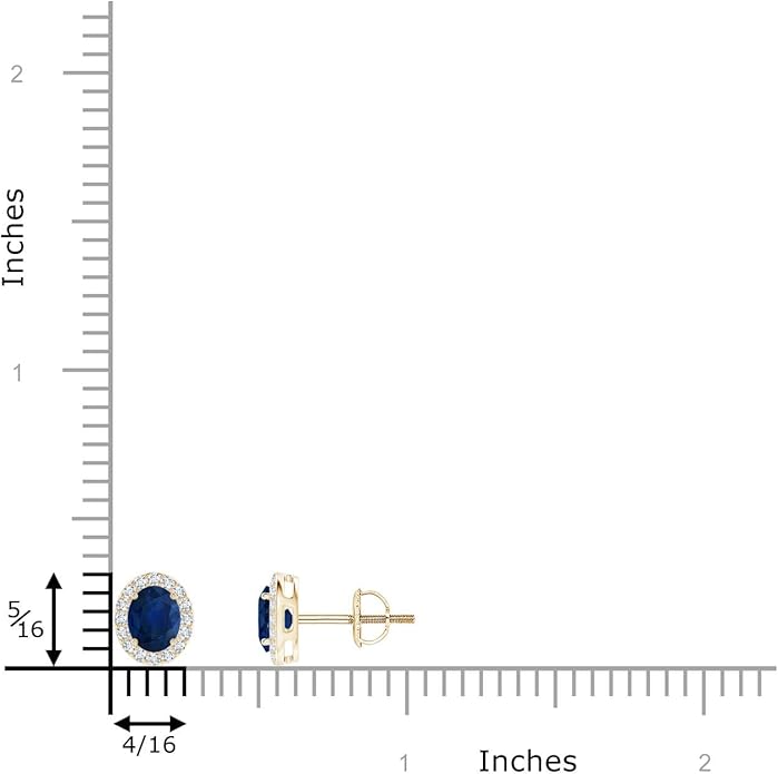 ANGARA Natural Blue Sapphire Earrings for Women | Prong-Set Oval Blue Sapphire Stud Earrings with Diamond Halo in 14K Solid Gold/Platinum | September Birthday, Anniversary, Gemstone Jewellery Gift