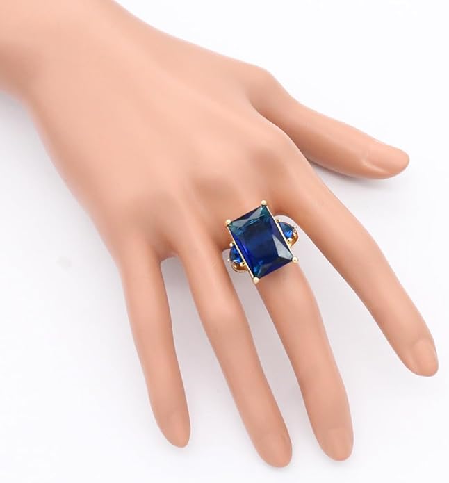 Lavencious Big Bold Radiant CZ Stones Stretch Rings for Women Size for 7-9