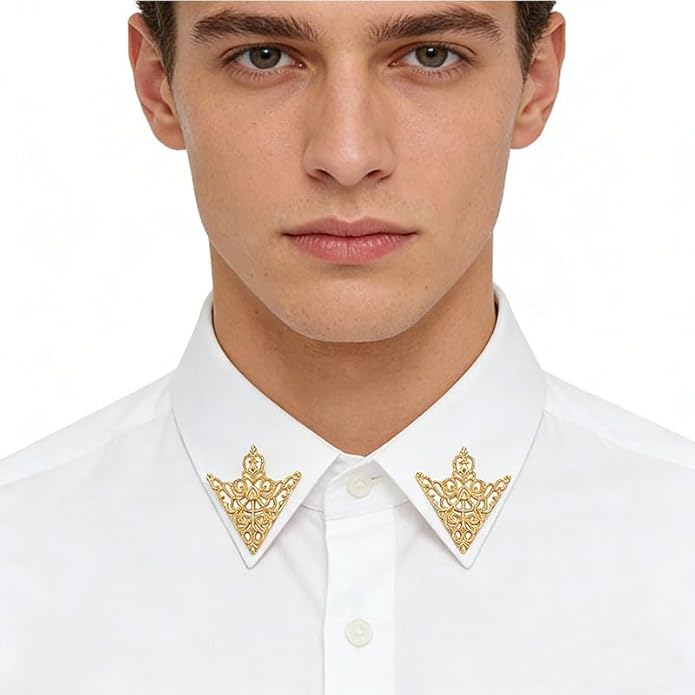 5 Pairs Retro Hollow Pattern Shirt Collar Brooches For Women And Men Gold Plated Triangle & Simple Elegant Double Leaf Collar Pin Brooches Gold Silver Plant Brooch Jewelry