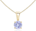 Angara Natural Tanzanite Solitaire Pendant for Women | Round Tanzanite Solitaire Pendant Necklace in 14K Solid Gold/Silver/Platinum With 18" Chain | December Birthday, Gemstone Jewelry Gift
