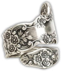 Vintage Flowers Spoon Rings Promise Wedding Engagement Statement Boho Circling Rose Flower Cluster Finger Open Ring Adjustable Extendable Wrap Bands for Women Men Retro Jewelry