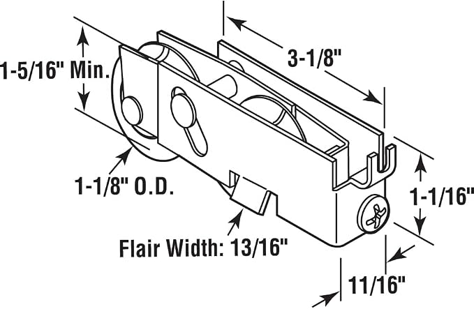 Prime-Line D 1551 1-1/4 In. Steel Ball Bearing, Sliding Door Tandem Roller - Image 2