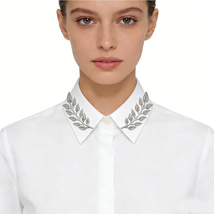 5 Pairs Retro Hollow Pattern Shirt Collar Brooches For Women And Men Gold Plated Triangle & Simple Elegant Double Leaf Collar Pin Brooches Gold Silver Plant Brooch Jewelry