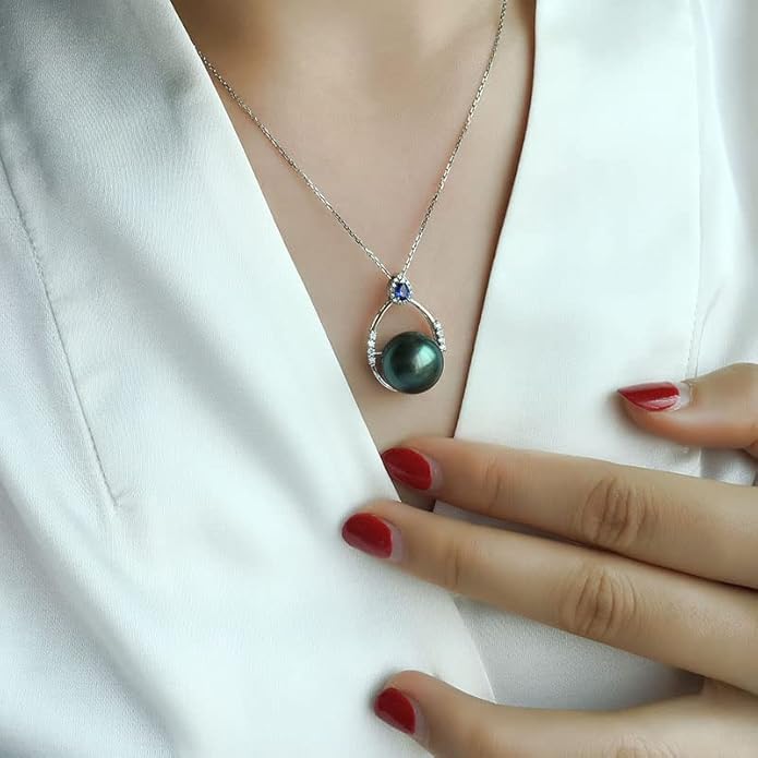 Gifts for Wife - Tahitian Black Pearl Necklace, Fine Jewelry for Mothers Day, Anniversary, Birthday, Valentines Day, Christmas