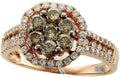 LE VIAN 1 1/10 Carat Vanilla and Chocolate Diamond Statement Ring for Women | 14k Rose Gold Elegant and Classic Ring for Her (Brown, G-H, VS2-SI1, 1.12 cttw) Promise Anniversary Wedding Band Size 8.5