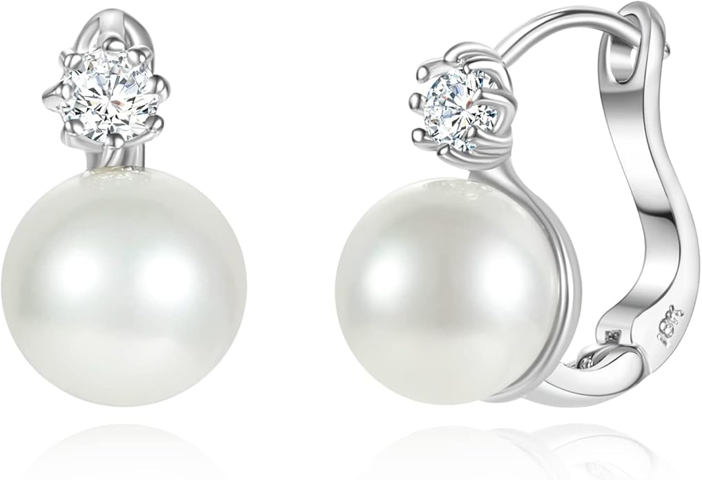 Pearl Earrings for Women 14K Gold Plated Hypoallergenic Pearl Earrings 5A Cubic Zirconia Dangle Earrings Elegant Jewelry