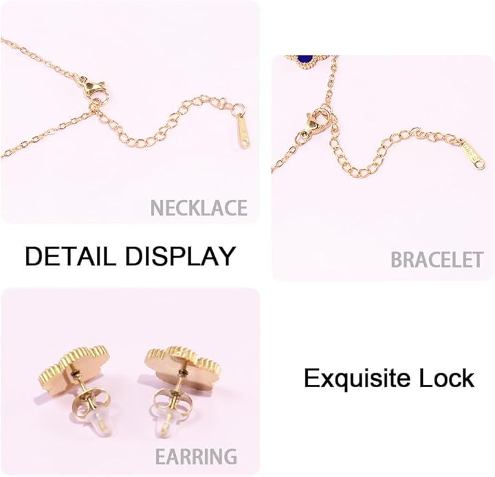 18K Gold-Plated Four Leaf Clover Bracelet for Women,Adjustable lucky Bracelet Set Jewelry Gift-Hypoallergenic Charm for Birthdays, Wellness & Daily Wear