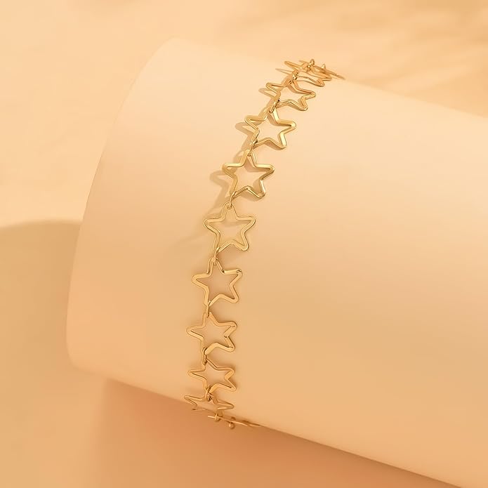 Anklets for Women Dainty CZ Ankle Bracelet 18K Gold Plated Waterproof Boho Dot Star Moon Daisy Ocean Beaded Anklet Trendy Foot Jewelry