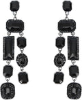 Vintage Rectangle Teardrop Chandelier Earrings, Art Deco Wedding Austrian Crystal Drop Dangle Earrings for Women Party Prom