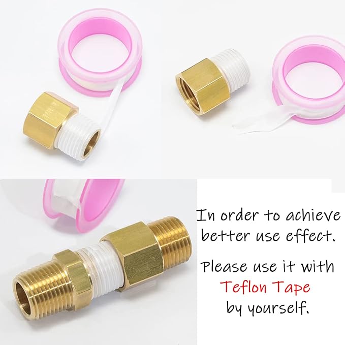 Uenede Brass 1/4" NPT Male to 1/2" NPT Male Reducer Adapter - Image 6