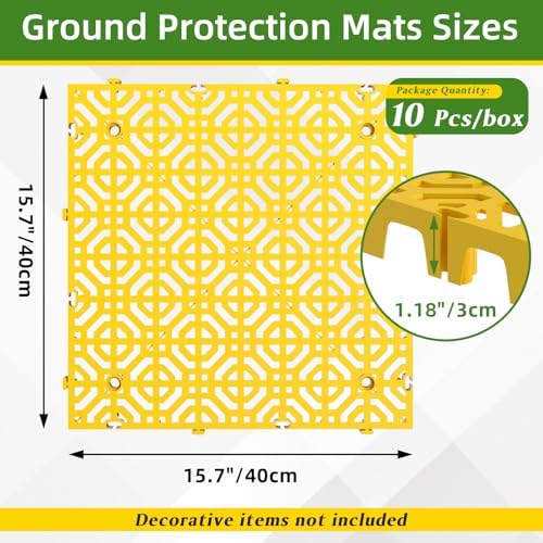 10 Pcs 15.7" x 15.7" Heavy Duty Ground Protection Mats, Interlocking Non-Slip - Image 2