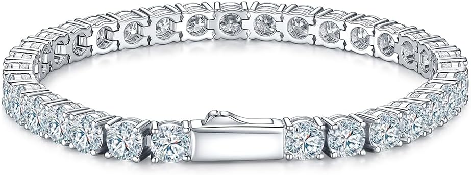 ITALIAN 5A LAB ZIRCONIA Tennis Bracelet for Men | 14K Gold Plated 925 Silver Bold Statement Jewelry | 3mm 4mm 5mm Width Options | Men's Diamond Bracelet, Gold & Rhinestone Tennis Bracelets Gift for Women & Men