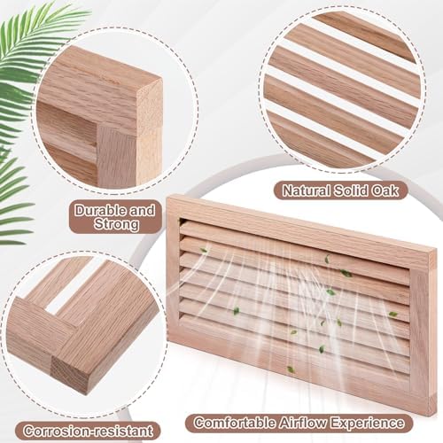 Weysat 2 Pcs 8 x 16 Inch Oak Hardwood Air Return Vent Cover Unfinished - Image 3