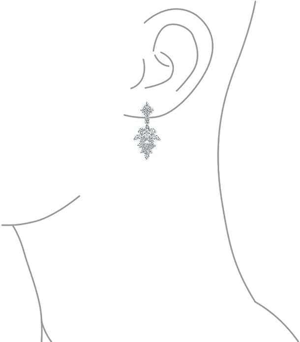 Bridal Jewelry Set Art Deco Vintage Estate Style Cubic Zirconia Marquise Leaf Teardrop AAA CZ Statement Cleavage Choker Necklace & Chandelier Dangle Clip On Or Pierced Earrings For Women Pageant