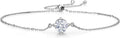 Gem Stone King Gemstone Birthstone Solitaire Bracelet For Women | 925 Sterling Silver | Round 6MM | Gift for Her Women Wife Mom Lady Daughter | Adjustable Bolo Bracelet | Easy-On Easy-Off