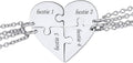 FindChic Personalized Matching BFF Necklace for 2/3/4/5/6 Puzzle Name Heart Pendant Stainless Steel Couple Necklace Set Customized Necklaces for Teen Girls