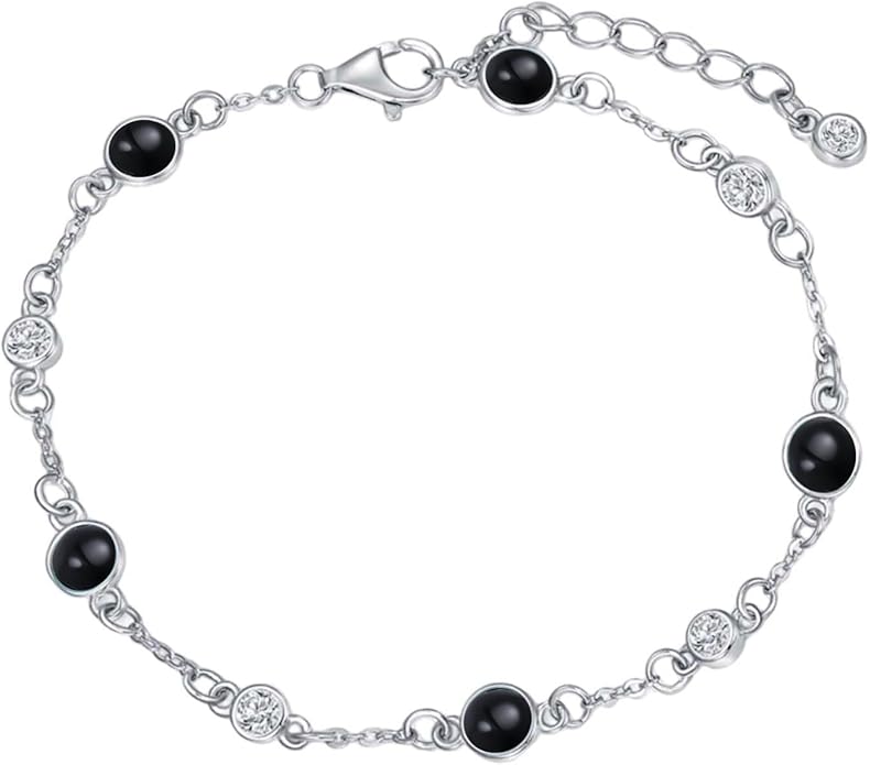 Anklet Bracelet for Women 925 Sterling Silver Natural Stone Chain Ankle Bracelet Beach Summer Fine Jewelry Valentines Day Birthday Gifts for Her Mom Wife