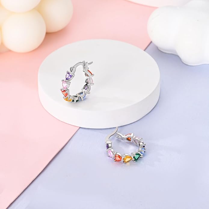 Parmuz 925 Sterling Silver Huggie Hoop Earrings Butterfly Posts Thick Chunky Hoops for Women Small Tiny cuff Cubic Zirconia Snake Heart Earring