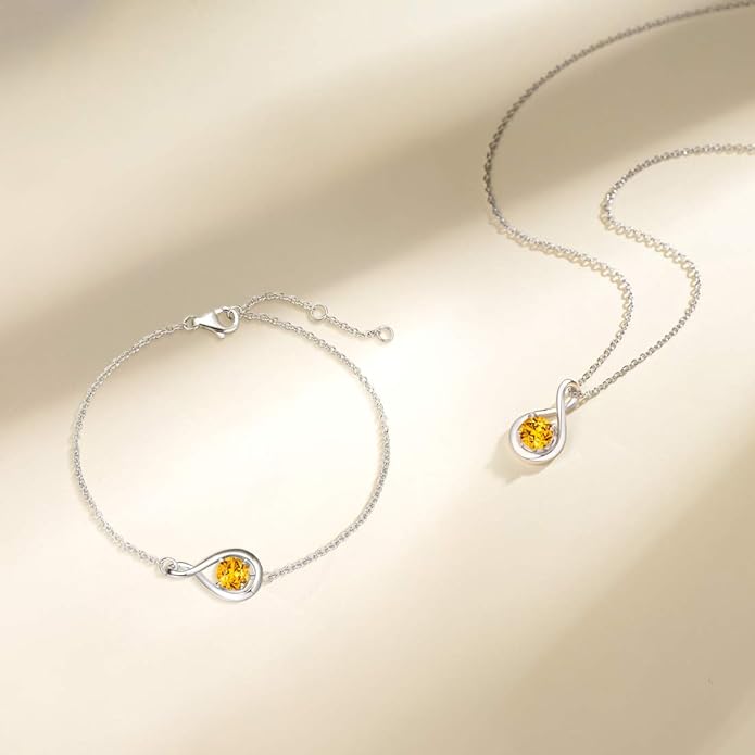 FANCIME Birthstone Necklaces for Women Fine Jewelry Sterling Silver Dainty Infinity Pendant Anniversary Birthday Christmas Gifts for Her Wife Mom Lady Daughter, Chain 16"+2" Extend