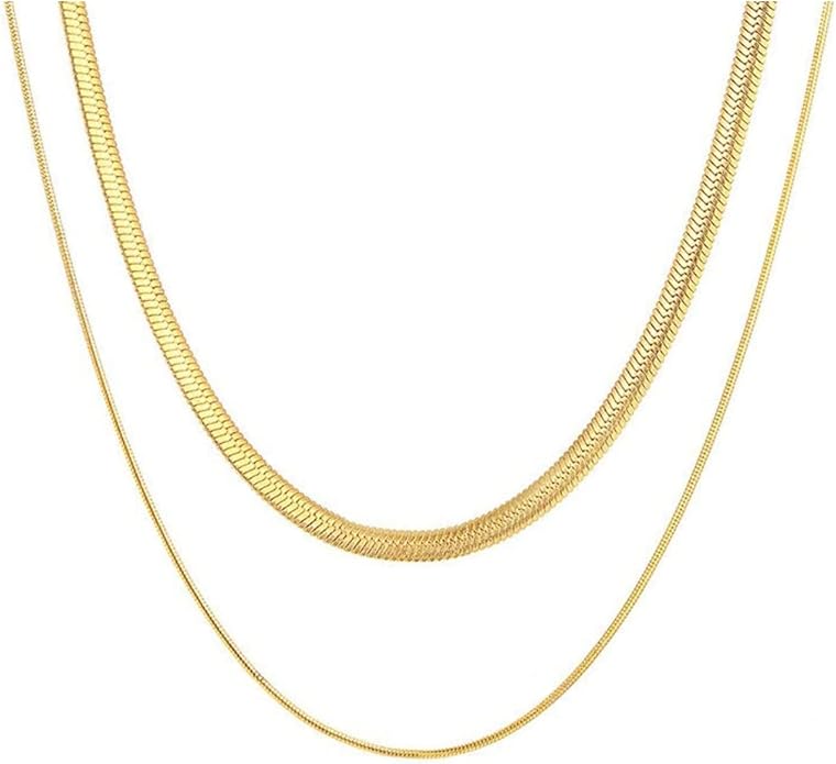 Natural Freshwater Baroque Pearl Necklace 14K Gold Plated Dainty Choker Necklace for Women Girls Snake Chain/Cuban Link/Paperclip/Ball Beaded Chain/Tennis Chain Fashion Jewelry for Gift