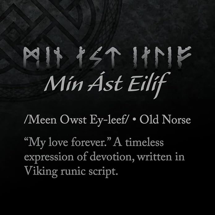 Knot Theory Viking Silicone Ring - My Love Forever in Rune Characters Breathable Comfort Fit - Valentine's Engagement Mens Wedding Band