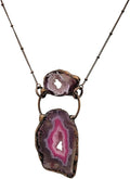 Crystal Joys Bohemian Agate Geode Slice Two Stone Necklace