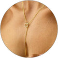 Luxval Lariat Gold Necklace for Women, Dainty Long Necklace 14k Gold Plated/Silver Y-Shaped Pendant Necklaces Trendy Beaded Chain Drop Necklaces Jewelry for Women Gifts