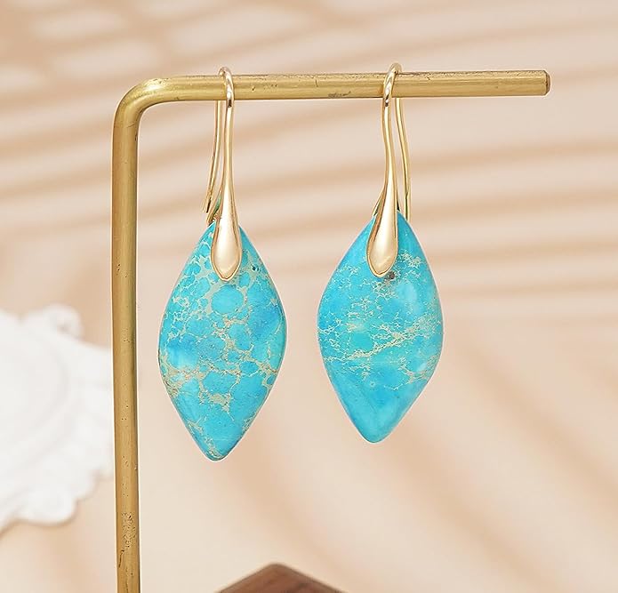 Natural Stone Earrings Multishape Dangle Drop Earrings Boho Stone Earring for Women