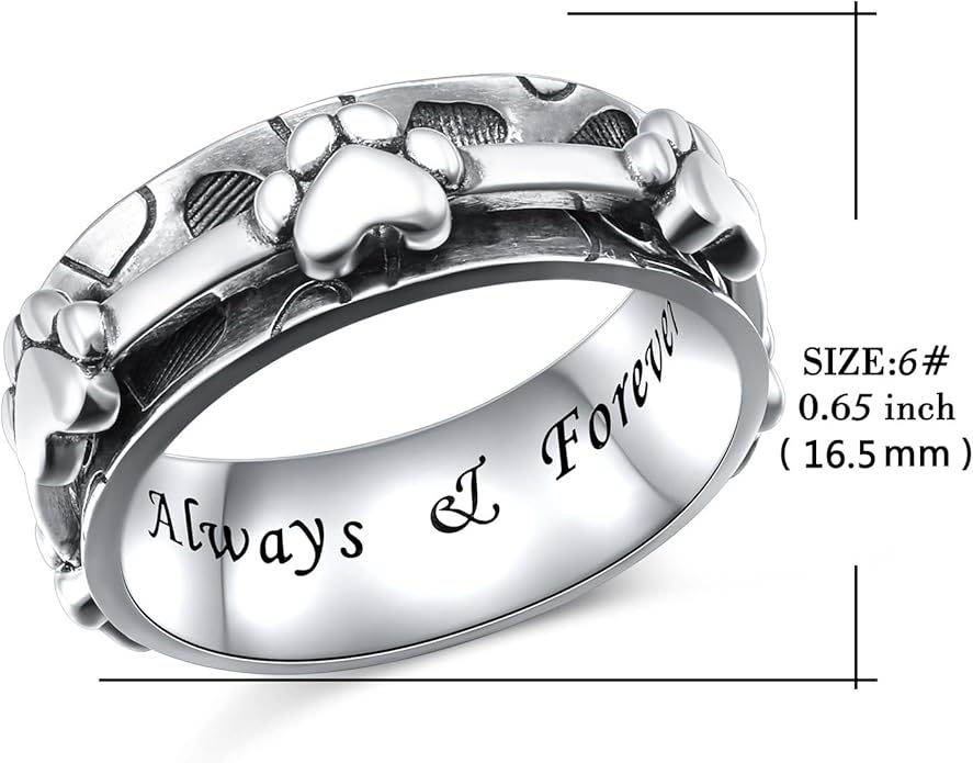 Ladytree Anxiety Relieve Rings 925 Sterling Silver Spinner Fidget Ring Worry Stress Relieving Boredom ADHD Autism Ring Platinum Plated Jewelry Birthday Gifts for Women Men