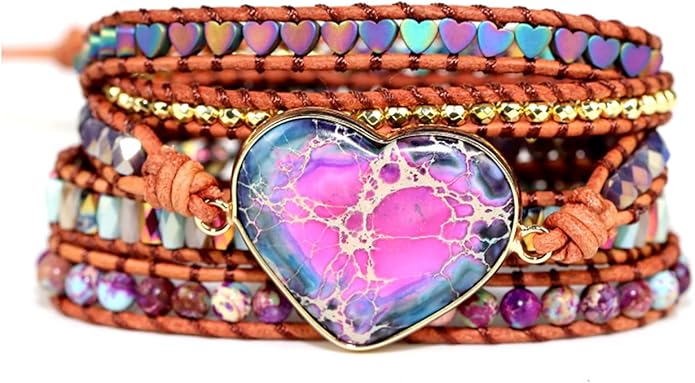 ZOSOJONA Women Wrap Bracelets Boho Natural Stone Jasper Turquoises Strand Bracelet Jewelry Collection