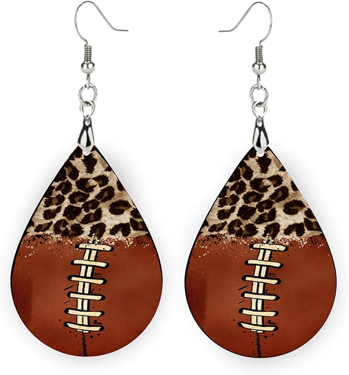 Teardrop Wood Earrings Light Weight Printed Image Dangle Jewelry, Fun and Funky