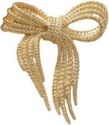 Dainty Bow Brooch for Women, Elegant Gold Finish Ribbon Knot Pins, Classic Women's Brooches for Suit Dress Hat Bag Clothes Accessories and Wedding Party Professional Outfits