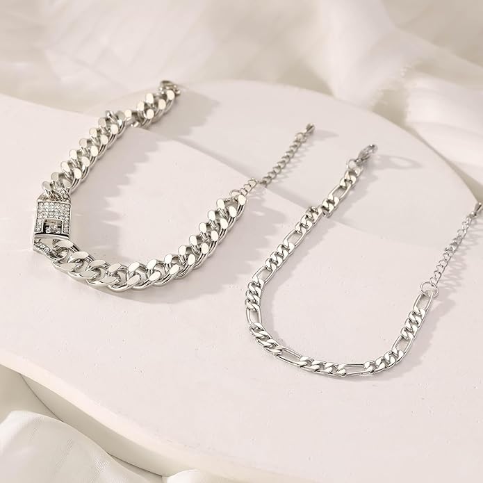 14K Gold Anklets for Women Waterproof Rhinestone Ankle Bracelet Layered Cuban Link Chain Diamond Anklet Beach Jewelry for Women