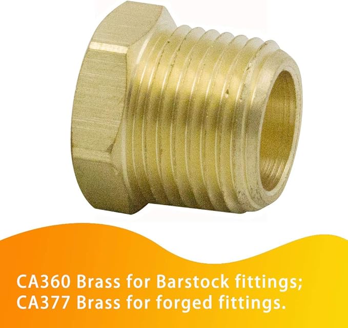 Brass Bushing 1/2" NPT Male x 1/8" NPT Female Reducer Adapter Forged Pipe - Image 3