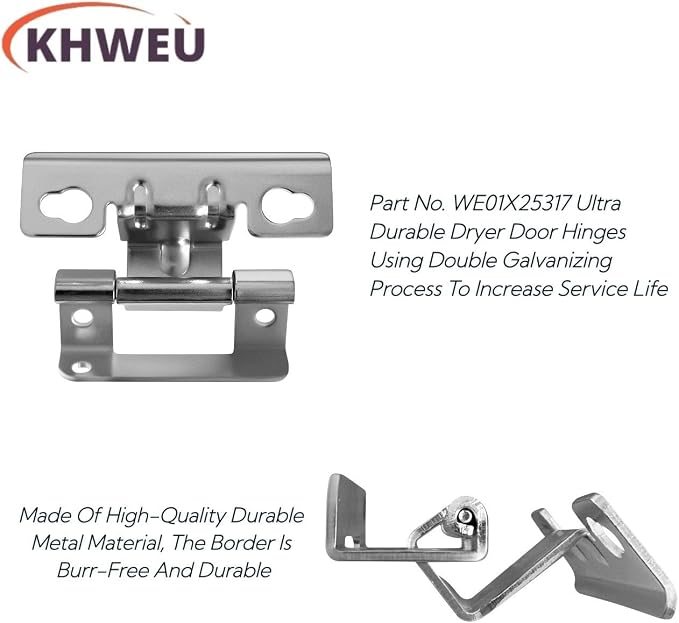 【Galvanized Ultra Durable】 2-Pcs WE01X25317 OEM Genuine Dryer Door Hinges | - Image 4