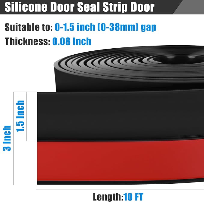 Draft Seal Tape for Doors and Windows 3 in x 10 Ft Silicone Weather Stripping - Image 2