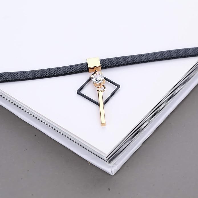 Yonhon Black Choker Necklace for Women,Gold/Siver Tone Choker Necklace with Elegant Pendantant