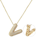 RWQIAN Letter Necklace for Women Bubble, Chunky Initial Alphabet A-Z Pendant Puffy Name Personalized Necklace Dainty Zircon CZ Fashion Jewelry Gifts for Girls Girlfriend