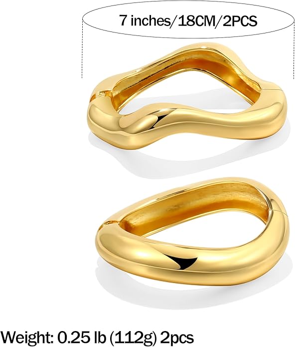 Elegance 11 designs Gold Bangles For Women Chunky Trendy Hinged Cuff Open Bracelet Wide Minimalist Bracelets Jewelry Gift