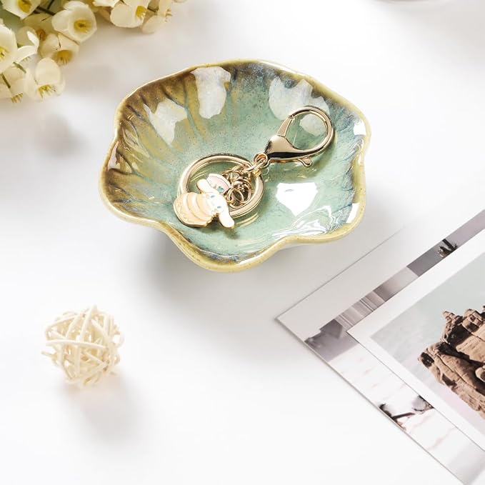 JAMEND CLXP 2PCS Ring Holder Dish, Small Key Bowl, Ceramic Trinket Tray Jewelry - Image 2