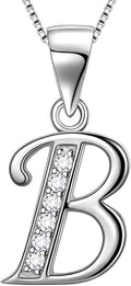 Aurora Tears Letter Necklace Initial 925 Sterling Silver Alphabet Pendant Crystal Name Gift Women Cubic Zirconia Jewelry