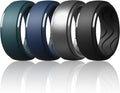 Egnaro Men's Silicone Rings 10mm Wide 2.5mm Thick, Rubber Wedding Bands with Inner Arc Ergonomic Breathable Design, 1/4/5/7 Variety Multipack