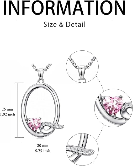 Valentines Day Gifts for Women Alphabet A to Z Initial Birthstone Pendant Necklaces for Women - 18k White Gold Plated Personalized Name Jewelry Valentine Mothers Day Birthday Gifts for Women Her Girlfriend