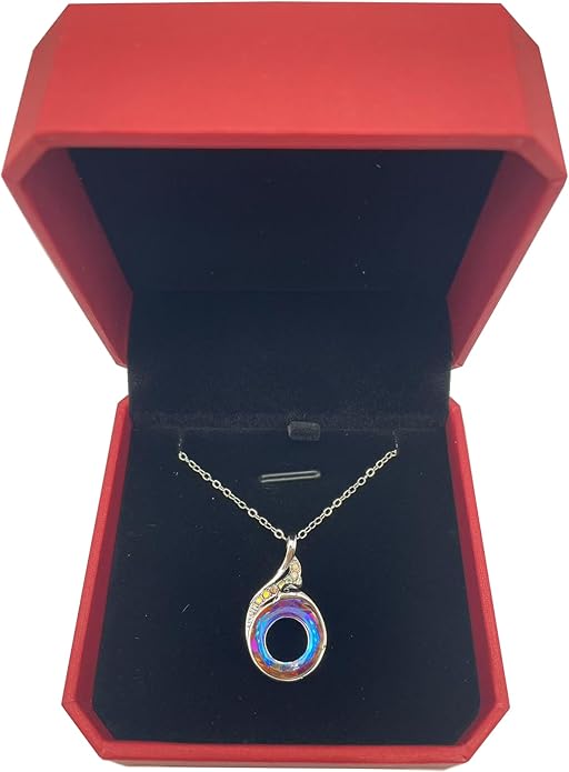 Phoenix Crystal Pendant Necklace for Women Rise from the Ashes - Vintage Copper Silver-Plated Jewelry with 7 Diamond Accents, Gift for Mom, Girlfriend, Wife, Mother's Day, Wedding, Anniversary & Evening Party,Symbol of Luck and Renewal.